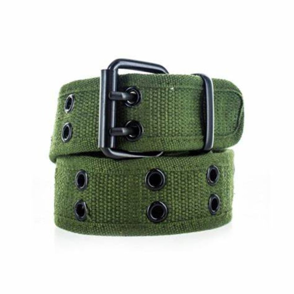 Canvas Double Hole Grommet Belt in Army Green - Men's Medium - Used Condition